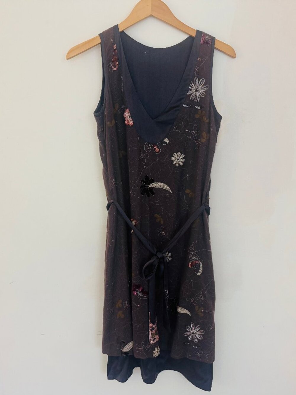 Embroidered & Beaded Silk & Wool Tunic Dress